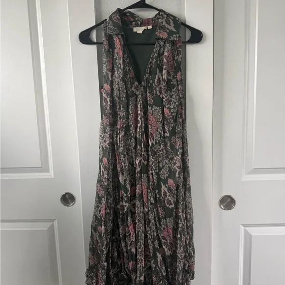 Anthropologie Black and Pink Floral Mini Dress - Picture 2 of 3